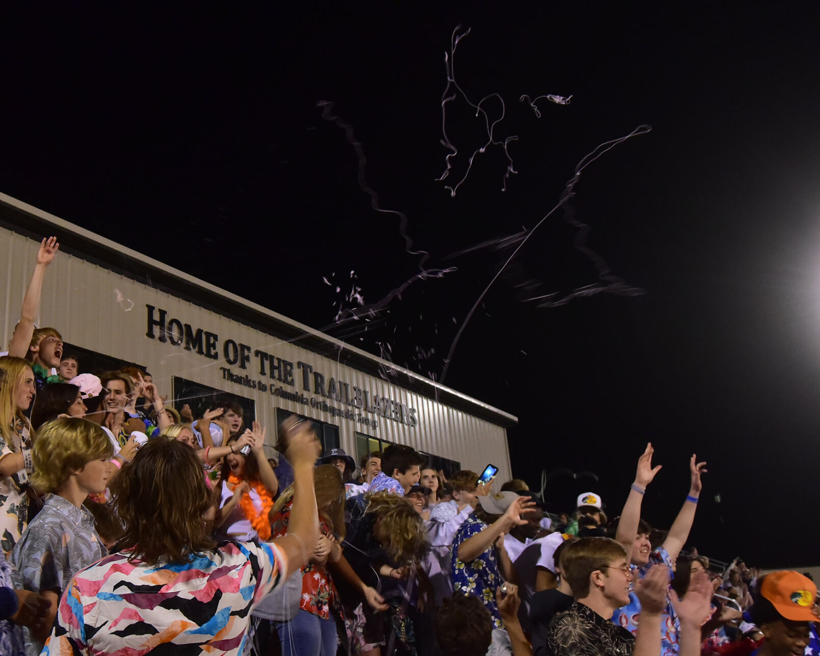 Tolton Blazers student section sprays silly string on Friday in Columbia